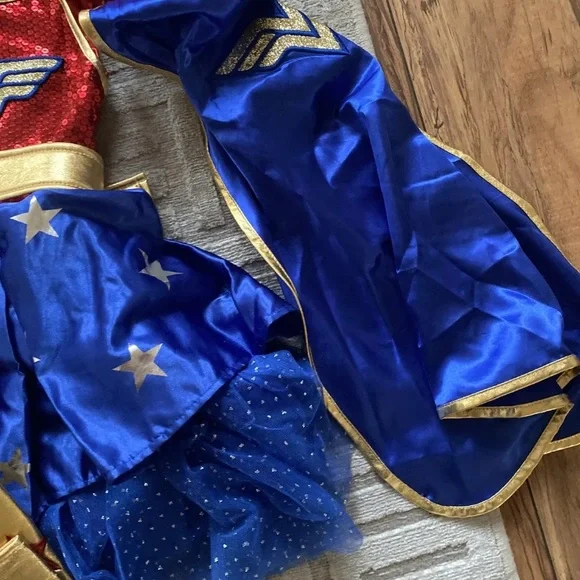 wonder women super hero halloween kids cape dress set small dc full costume